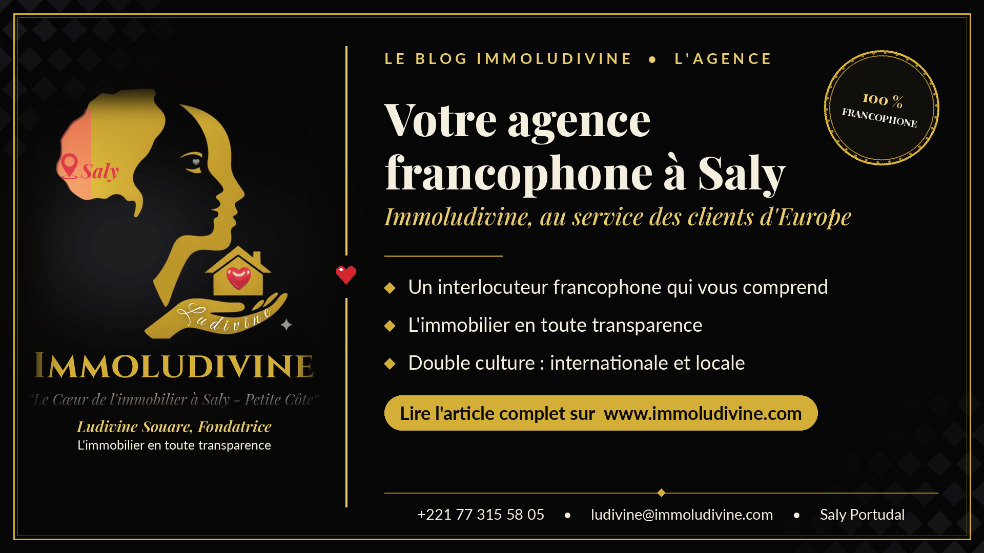 Agence immobilière francophone à Saly, Sénégal : Immoludivine
